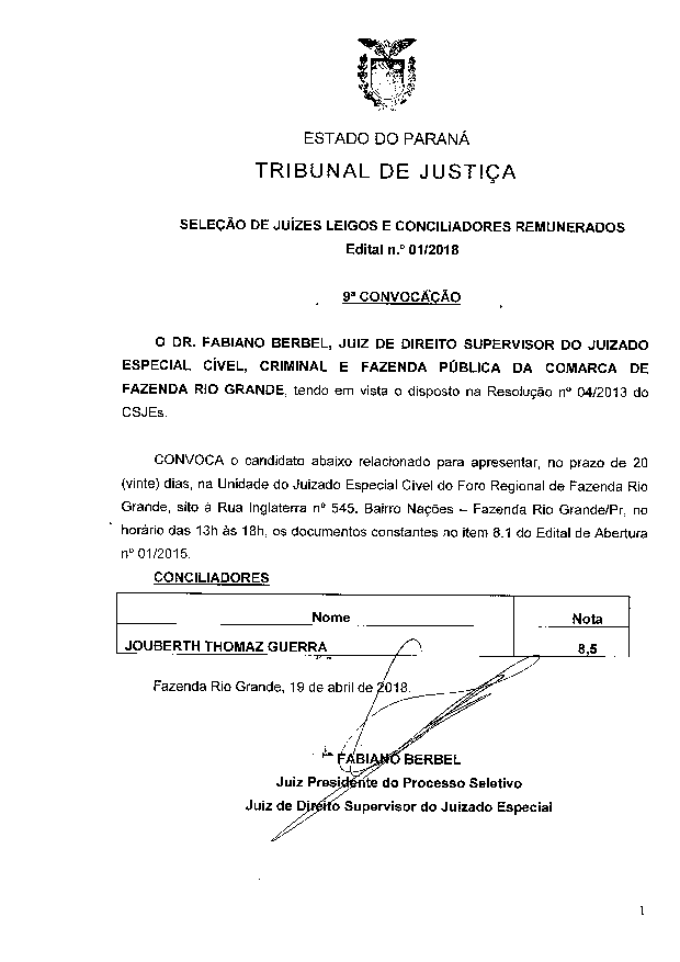 Disponibilizado em 07/05/2018